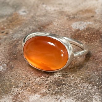 Carnelian oval ring in sterling silver